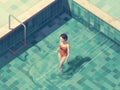 woman pool illustration summer swim water design holiday young person girl. Generative AI.