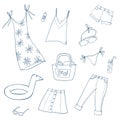 Summer women and girls clothes. Set of vector illustrations Royalty Free Stock Photo