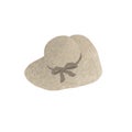 Summer women`s beach hat. illustration of summer clothing accessories. bright beige hat on a white background.