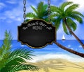 Summer wooden sign on tropical beach background Royalty Free Stock Photo