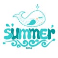 Summer word, sea, wave and whale Royalty Free Stock Photo