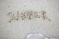 Summer word written on sand. Beach sand background texture Royalty Free Stock Photo