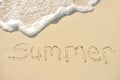 Summer Written in Sand on Beach