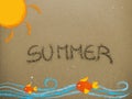 Summer written on the sand