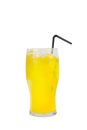 Summer yellow cocktail on isolated white background Royalty Free Stock Photo