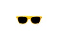 Summer yellow sunglasses isolated in large seamless white background. Royalty Free Stock Photo