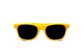 Summer yellow sunglasses isolated in seamless white background Royalty Free Stock Photo