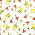 Summer yellow watercolor seamless vector pattern