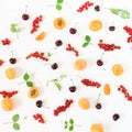 Summer yummy fruits, berry background, food colors pattern background Royalty Free Stock Photo