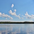 Summerclouds above a calm lake in Norrbotten