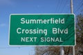 Summerfield Crossing Blvd street sign in Riverview Florida. Royalty Free Stock Photo