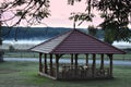 Summerhouse near pond.Lithuania landscape Royalty Free Stock Photo