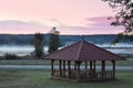 Summerhouse near pond.Lithuania landscape Royalty Free Stock Photo