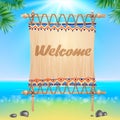 Summerl seaside view poster. Vector background. Royalty Free Stock Photo