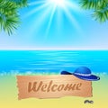 Summerl seaside view poster. Vector background. Royalty Free Stock Photo