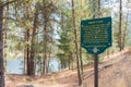 Sign marking the historic site of Priest Camp on Garnet Lake near Summerland, BC, Canada Royalty Free Stock Photo