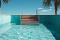 Summers arrival Empty pool with rustic stairs and tiled floor