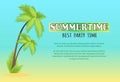 Summertime Best Party Time Vector Poster with Palm Royalty Free Stock Photo