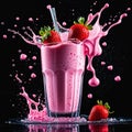 Summertime Bliss: Strawberry Milkshake Splash Royalty Free Stock Photo