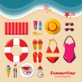 Summertime flat lay infographic.