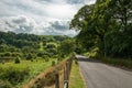 Summertime forests and mountain scenery along a country road in the Elan valley of Wales.