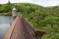 Summertime forests and mountain scenery in the Elan valley of Wales. Royalty Free Stock Photo