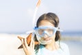 Summertime, Happy girl with beautiful starfish