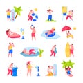 Summertime Heatstroke Flat Icons