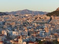 Panorama of  Athenes on sunset in Greece. Royalty Free Stock Photo