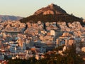 Panorama of  Athenes on sunset in Greece. Royalty Free Stock Photo