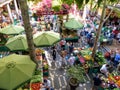 Colored market of Funchal seen from above  in the island of Madeira in Portugal. Royalty Free Stock Photo