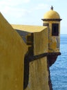 Small round tower of the Fort of Sao Tiago of Funchal to Madeira in Portugal.