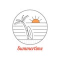 Summertime icon with thin line beach