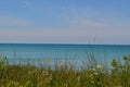 Summer in Indiana: Lake Michigan Shoreline with Chicago Skyline in the Distance Royalty Free Stock Photo