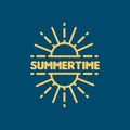 Summertime. Linear yellow sun burst icon. Vector illustration, flat design