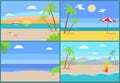 Summertime Paradise Set of Vector Sandy Beaches