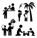 Summertime pictograms flat people icons isolated on white