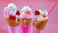 Summertime pink ice cream cones