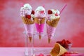 Summertime pink ice cream cones Royalty Free Stock Photo