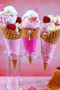 Summertime pink ice cream cones Royalty Free Stock Photo