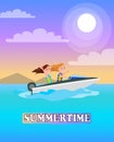 Summertime Poster Boating Activity Summer Vector Royalty Free Stock Photo