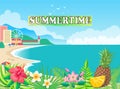 Summertime Poster Seashore Vector Illustration