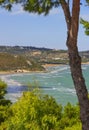 Summertime relax.The most beautiful coasts of Italy: bay of Vieste.-Apulia, Gargano - Royalty Free Stock Photo