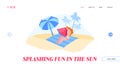 Summertime Resort Vacation, Summer Leisure, Outdoor Activity Landing Page Template