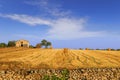 Summertime: rural landscape. Harvested field with bales of hay.- (Apulia) ITALY-