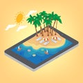 Summertime Tropical Vacation Isometric Concept