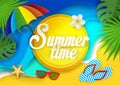 Summertime vector paper cut illustration