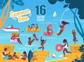 Summertime Vector Scenes Set with Resting Families