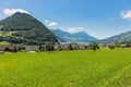 A summertime view in the village of Seewen in the Swiss canton o