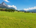 A summertime view from the village of Seewen in the Swiss canton